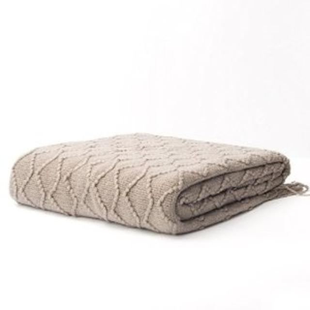 battilo Diamond Pattered Woven Decorative Throw Blanket, 50" W by 60" L, Grey