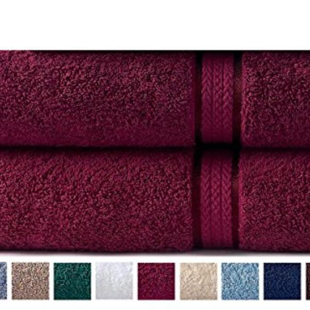 Cotton Craft Ultra Soft 2 Pack Oversized Extra Large Bath Sheet 35x70 Burgundy weighs 33 Ounces - 100% Pure Ringspun Cotton - Luxurious Rayon trim - Ideal for everyday use - Easy care machine wash