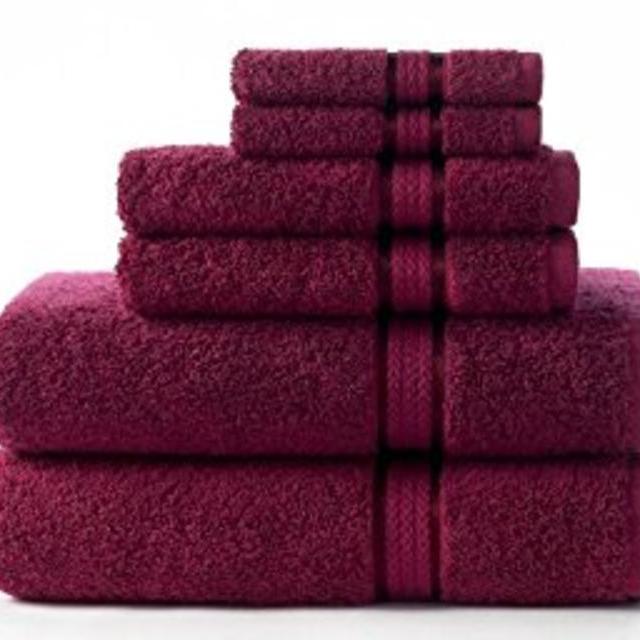 Cotton Craft Ultra Soft 6 Piece Towel Set Burgundy, Luxurious 100% Ringspun Cotton, Heavy Weight & Absorbent, Rayon Trim - 2 Oversized Large Bath Towels 30x54, 2 Hand Towels 16x28, 2 Wash Cloths 12x12