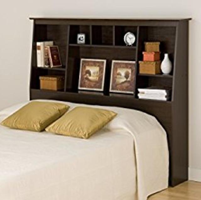 Espresso Full/Queen Tall Slant-Back Bookcase Headboard