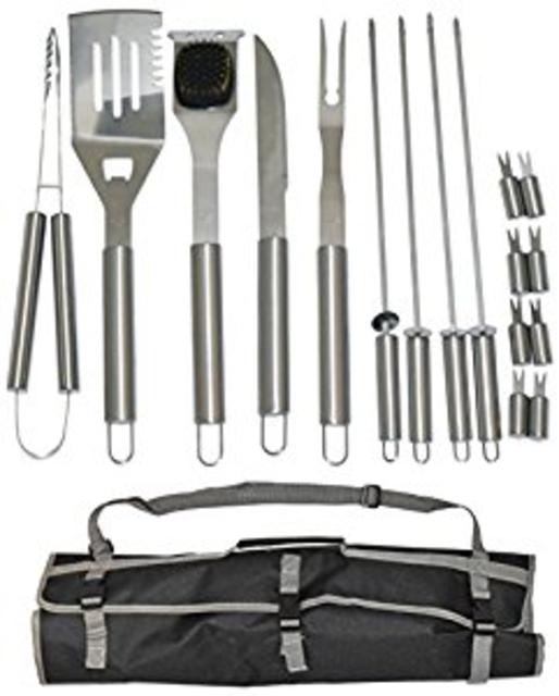 17 Piece Stainless Steel BBQ Grill Set - Barbecue Accessories Grilling Kit Set - by Simplistex