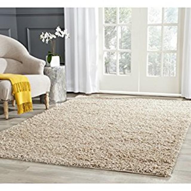 Safavieh Athens Shag Collection SGA119G Beige Area Rug, 8 feet by 10 feet (8' x 10')