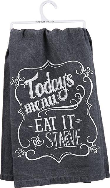 Primitives By Kathy Today's Menu Dish Towel, Black, 28" Square