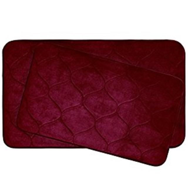 Bounce Comfort Palace Extra Thick Premium Plush 2 Piece Memory Foam Bath Mat Set with BounceComfort Technology, 20" x 34" Barn Red