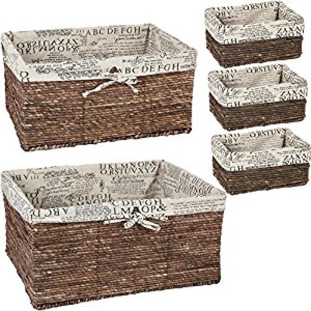 Wicker Storage Baskets - Nesting Baskets for Storage and Organization - 5 Piece Set - Modern Design - Brown