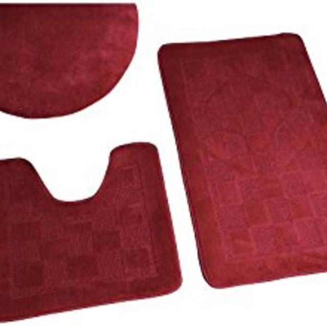 Dainty Home 3-Piece Bath Set with Rug/Contour/Lid Cover, Burgundy