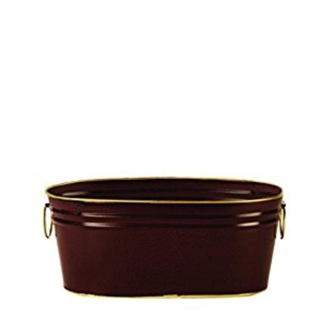 Wald Imports Burgundy Metal 13" Planter/Beverage Tub