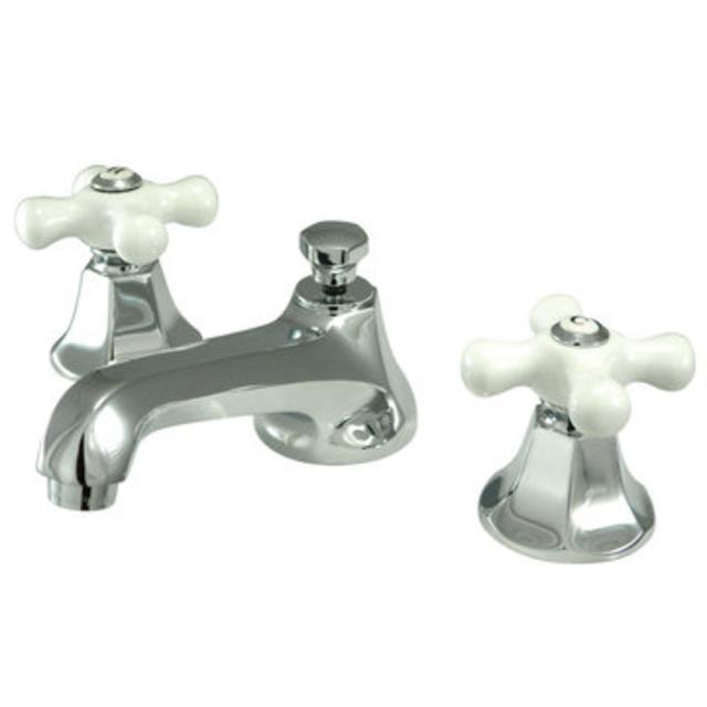 Metropolitan Widespread Lavatory Faucet - Porcelain Cross