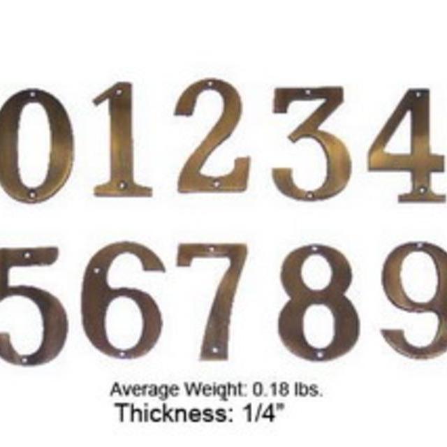 4 inch Antique Brass House Number