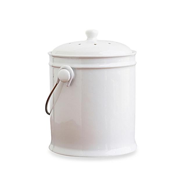 Natural Home® 1-Gallon Ceramic Compost Bin in White