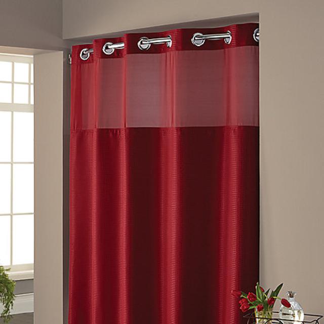 Hookless® Waffle 71-Inch x 86-Inch Long Fabric Shower Curtain and Liner Set in Red