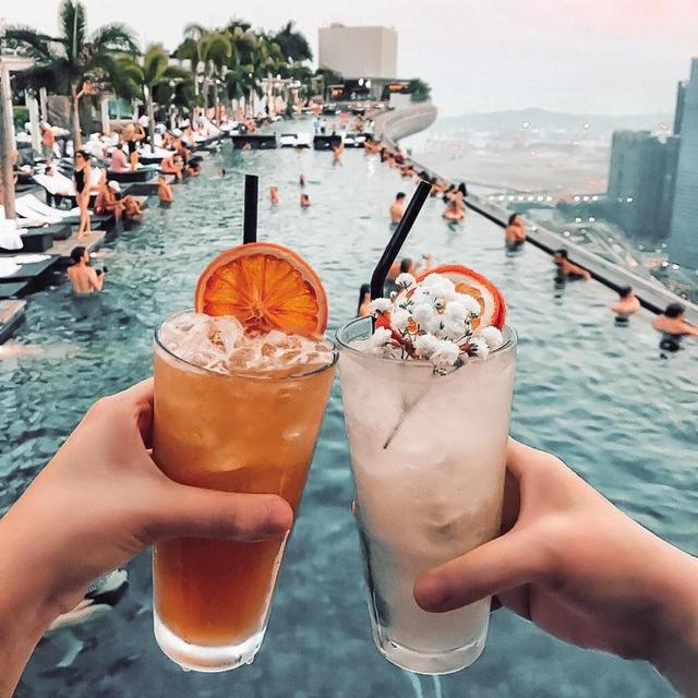 Drinks from the 57th Floor Rooftop Pool