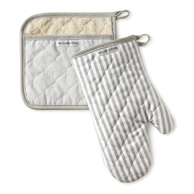 Williams Sonoma Bay Stripe Mitt & Potholder Set, Drizzle