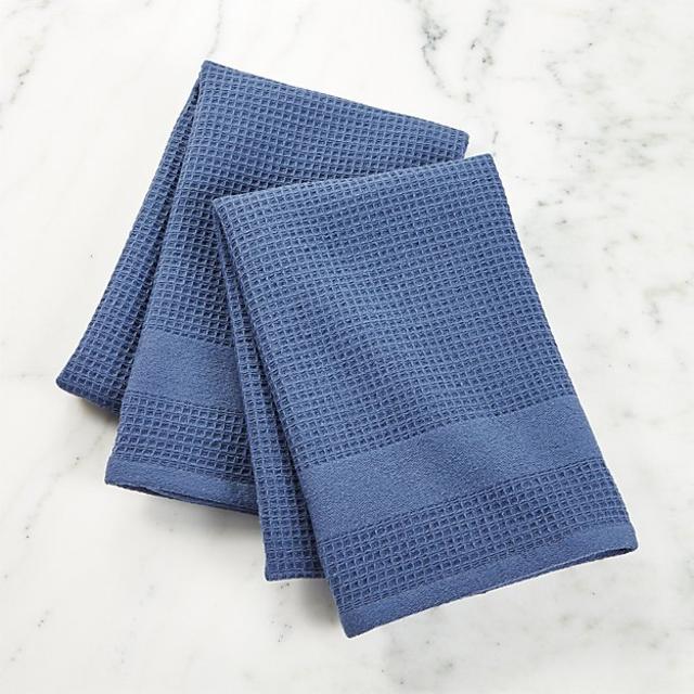 Set of 2 Waffle-Terry Indigo Dish Towels