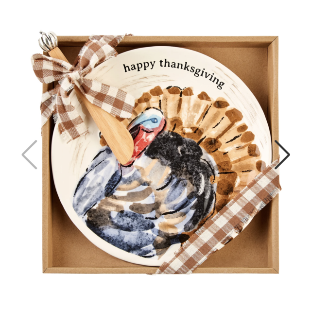 Turkey Check Cheese Plate Set