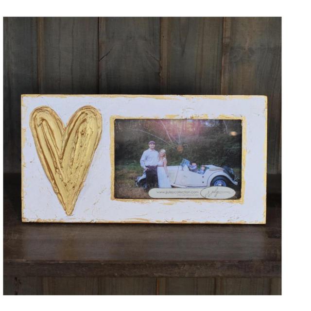 White Frame with Gold Heart