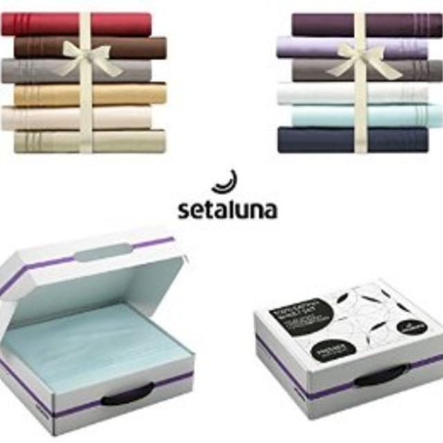 #1 Best seller Setaluna Premier Soft & Silky 100% Satina Bed Sheet Set, California King, Light Blue,