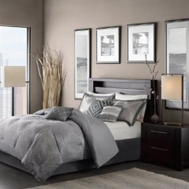 Madison Park Quinn 7 Piece Comforter Set - Grey - Cal.King