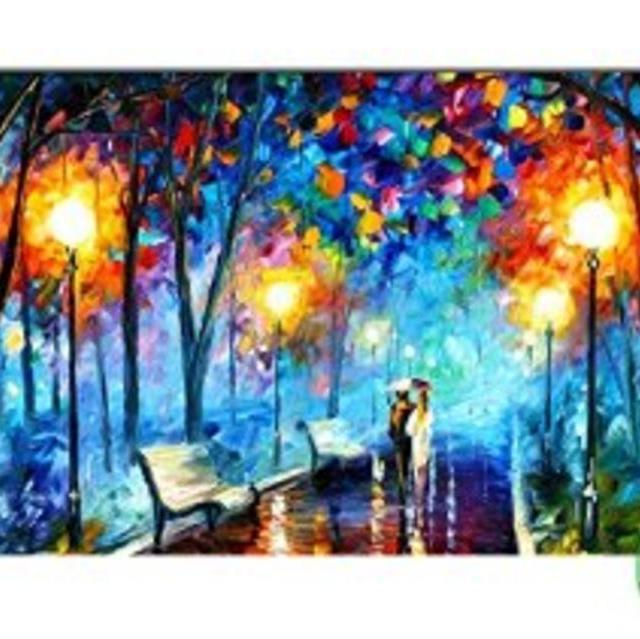 CharmingHome Wall Decoration for Living Room Wall - Living Room Print - Landscape Paintings Canvas for Living Room Decor - Glow in the Dark Romantic Walk Canvas Painting - Stretched Canvas - 20.47x35.43 Inches / 52x90 cm