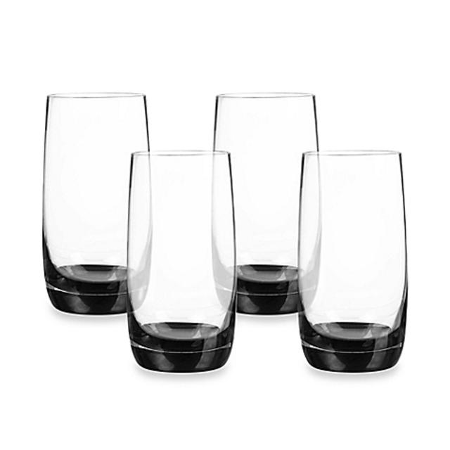 Qualia Ebony Glasses in Clear/Black (Set of 4)