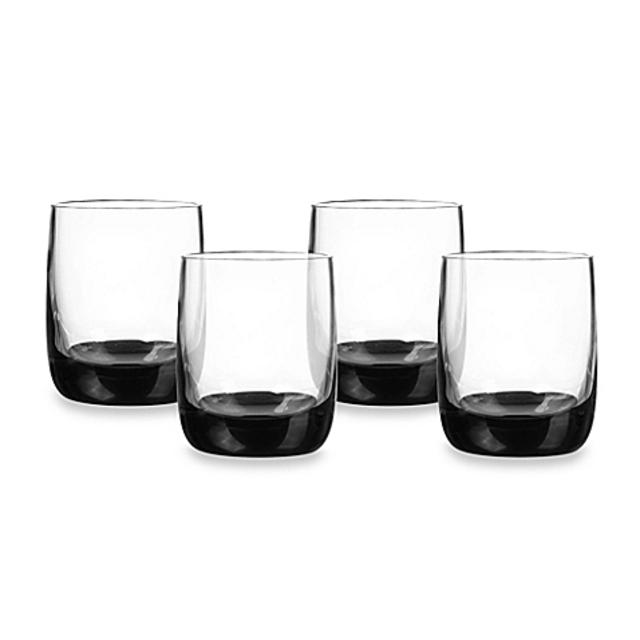 Qualia Smaller Ebony Glasses in Clear/Black (Set of 4)
