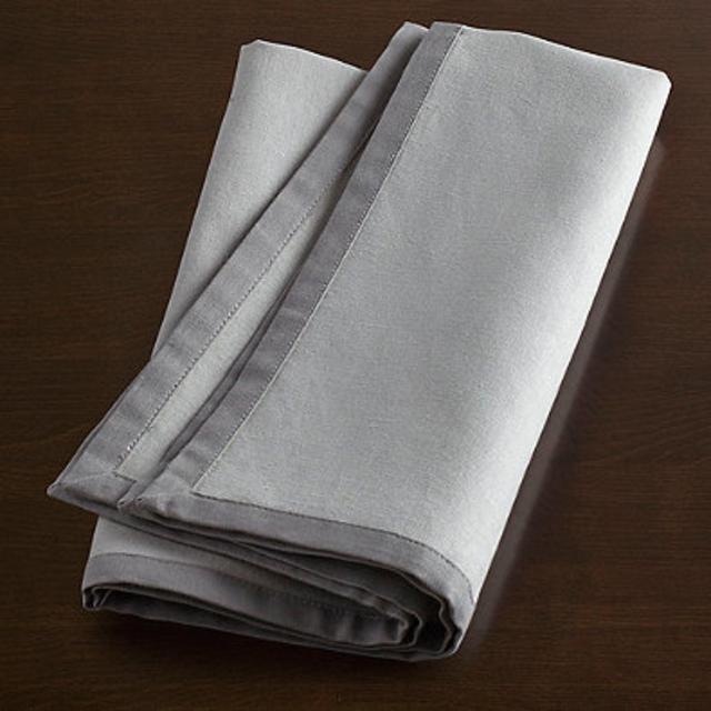 Wamsutta® Bordered Linen Napkins in Grey (Set of 2)