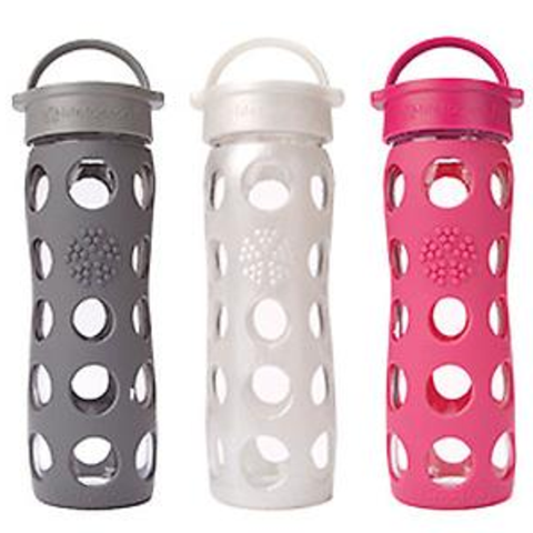 16 oz. Glass & Silicone Bottle Pearl White (Raspberry)