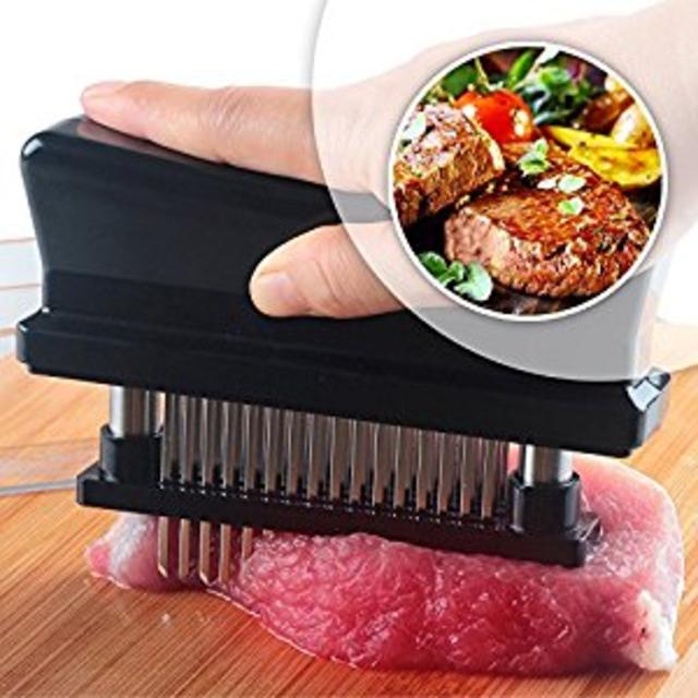 KLEMOO Meat Tenderizer - 48 Stainless Steel Blades/Needles & Durable ABS Plastic - Best for Tenderizing Steak Beef Pork Chicken - Great Handheld Tenderizer Tool for Chef Kitchen (Black)