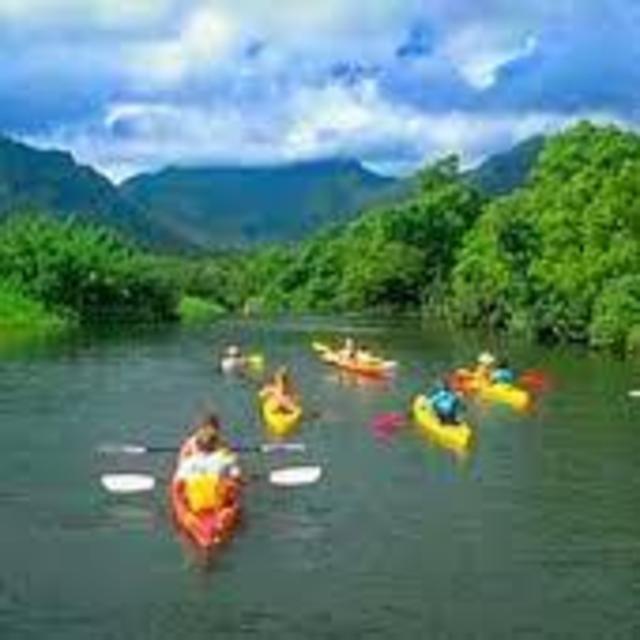 Kayaking on the Hule'ia River in Kauai