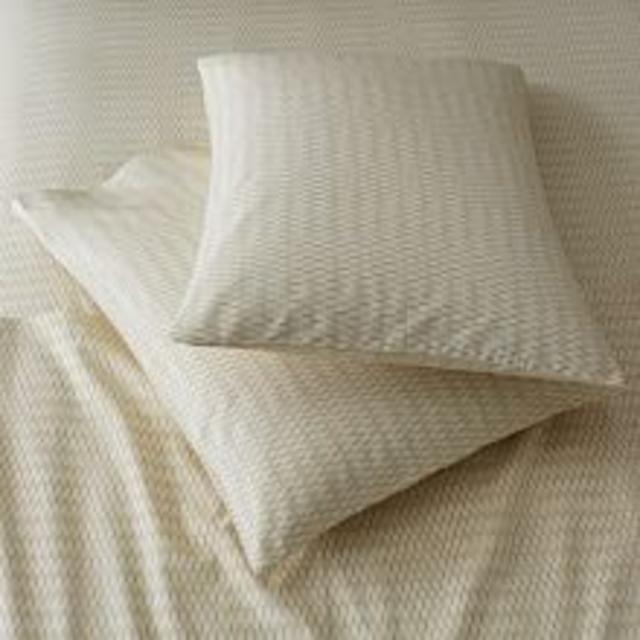 Organic Ikat Stripe Standard Shams, Set of 2, Ivory/Platinum