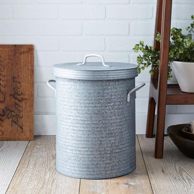 Galvanized Metal Lidded Bin