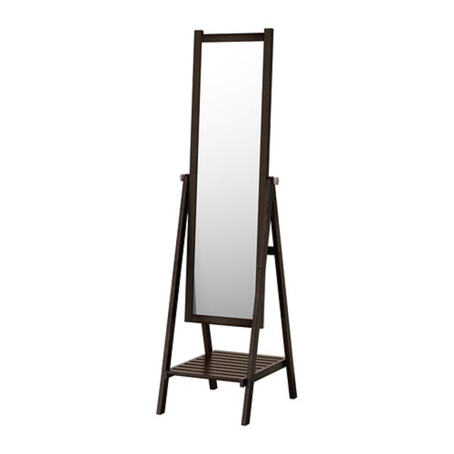 ISFJORDEN Floor mirror, black-brown stain