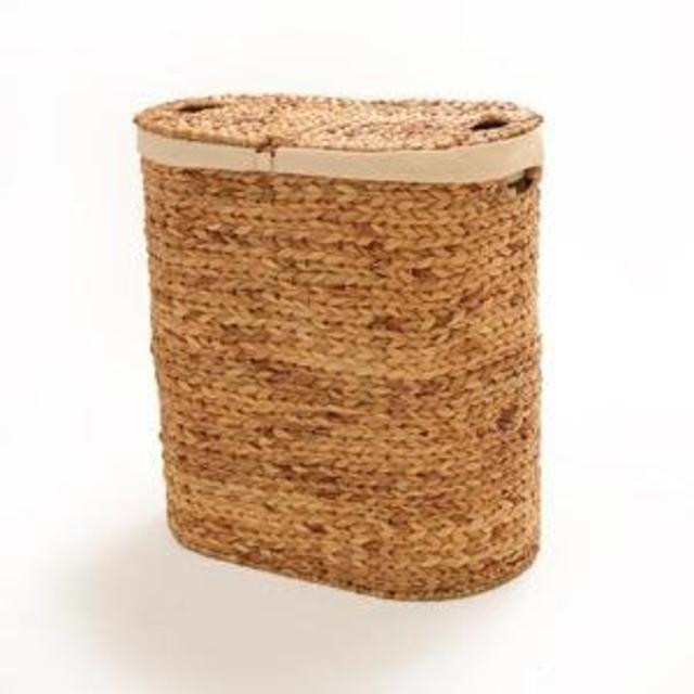 Seville Classics Water Hyacinth Oval Double Hamper, Hand-Woven