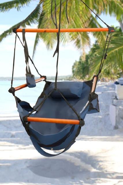 Best Choice Products® Hammock Hanging Chair Air Deluxe Sky Swing Outdoor Chair Solid Wood 250lb Blue