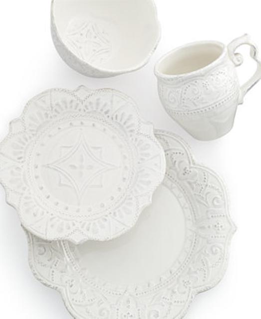 Maison Versailles Blanc Amelie Scalloped 4-Piece Place Setting
