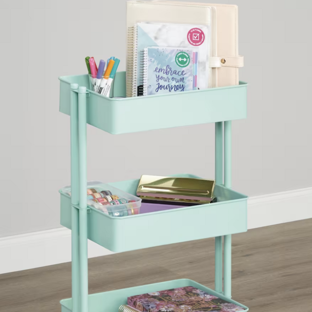 Lexington 3-Tier Rolling Cart in Mint