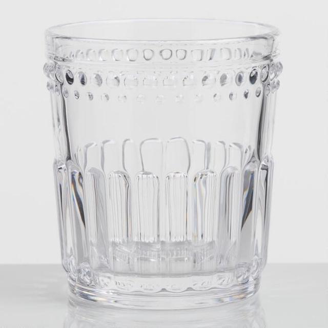 Clear Pressed Glass Double Old Fashioned Glasses Set of 4