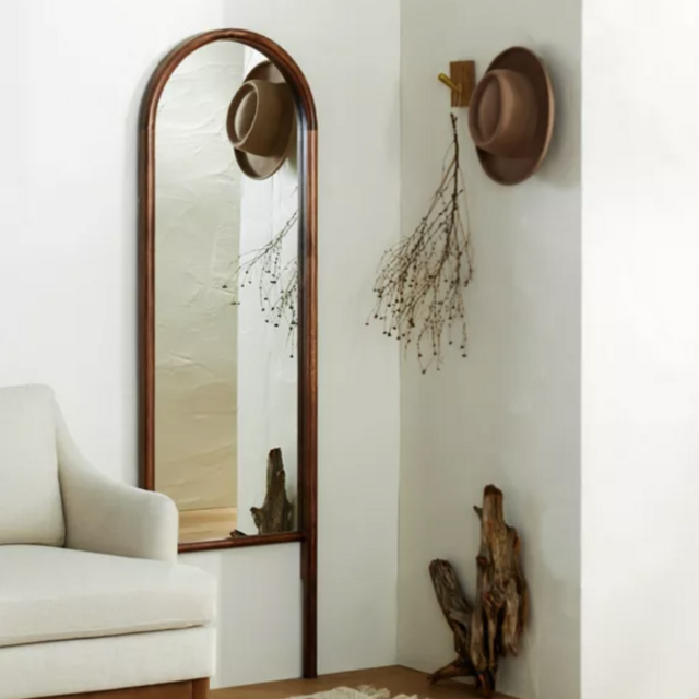 20" x 65" Wood Arched Floor Mirror Walnut - Threshold™ designed with Studio McGee