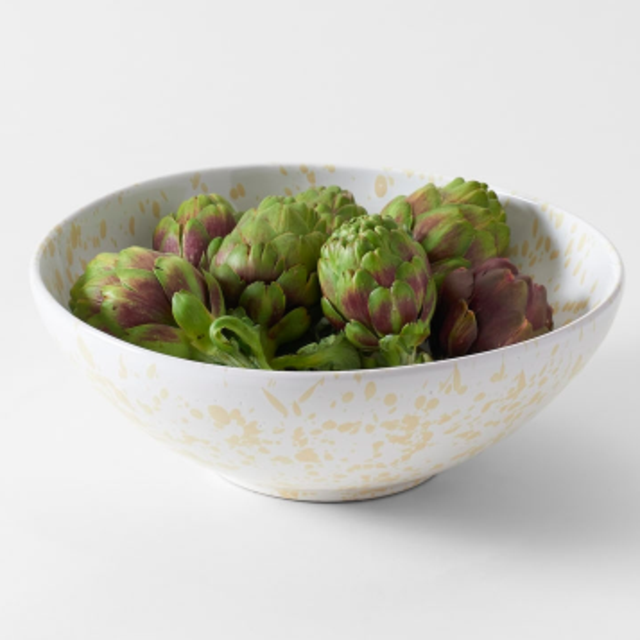 Cream on White 13 Inch Splatterware Serving Bowl