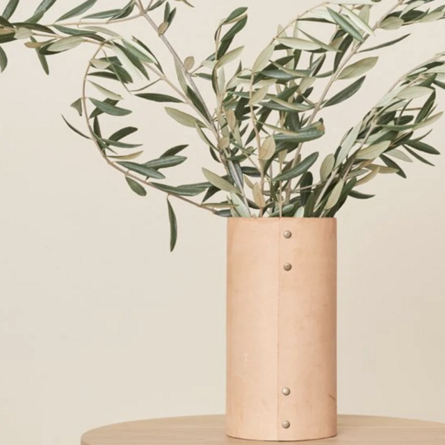 Medium Leather Rivet Vase