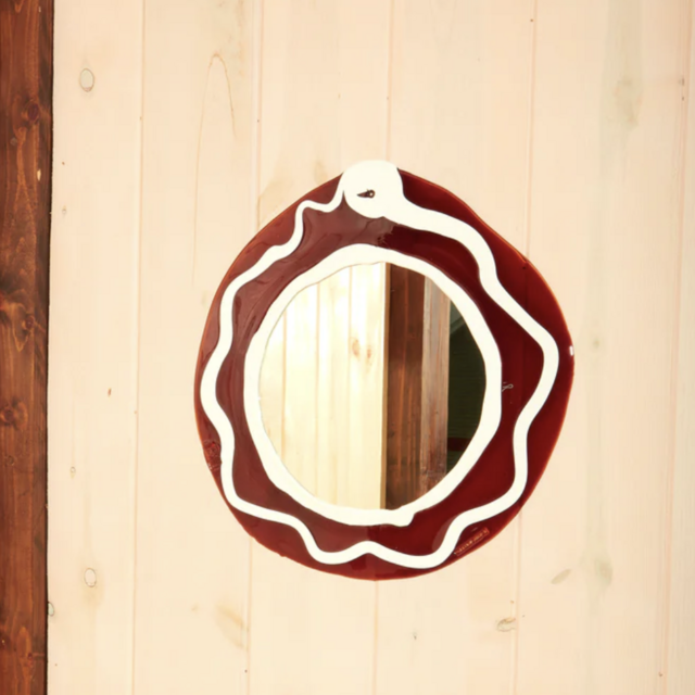 Gaetano Pesce Round Mirror in Brown White