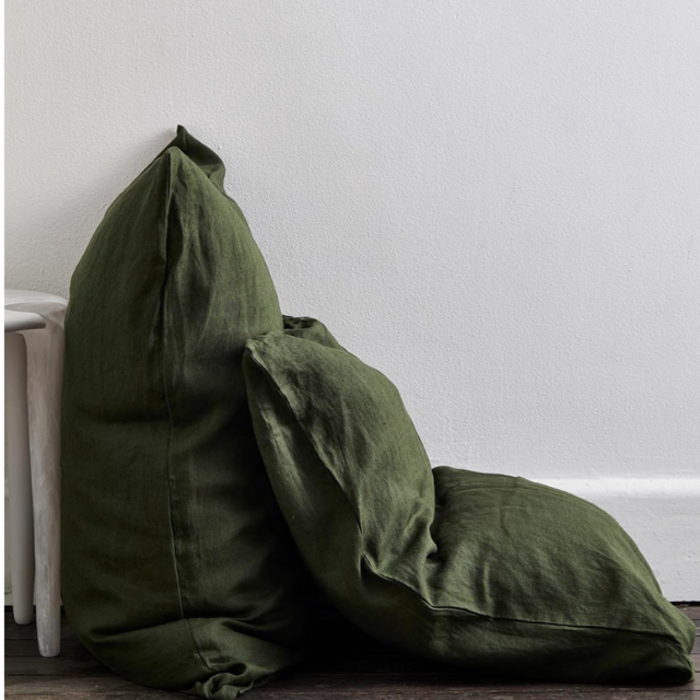 Olive 100% French Flax Linen Pillowcases (Set of Two)