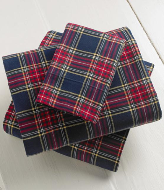 MACBETH colored Queen Size Heritage Chamois Flannel Sheet Set, Plaid