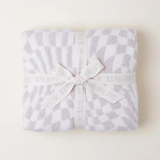 Barefoot Dreams CozyChic® Checkered Blanket (Stone/White)