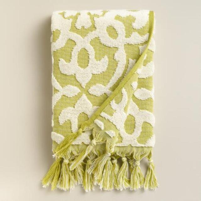 Green Sculpted Tile Soleil Hand Towel