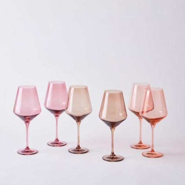 Estelle Hand-Blown Colored Wine Glasses (Set of 6)