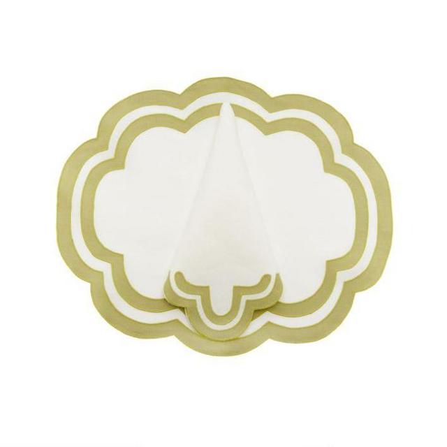 Moda Domus Scalloped Linen Placemat and Napkin Set of 4
