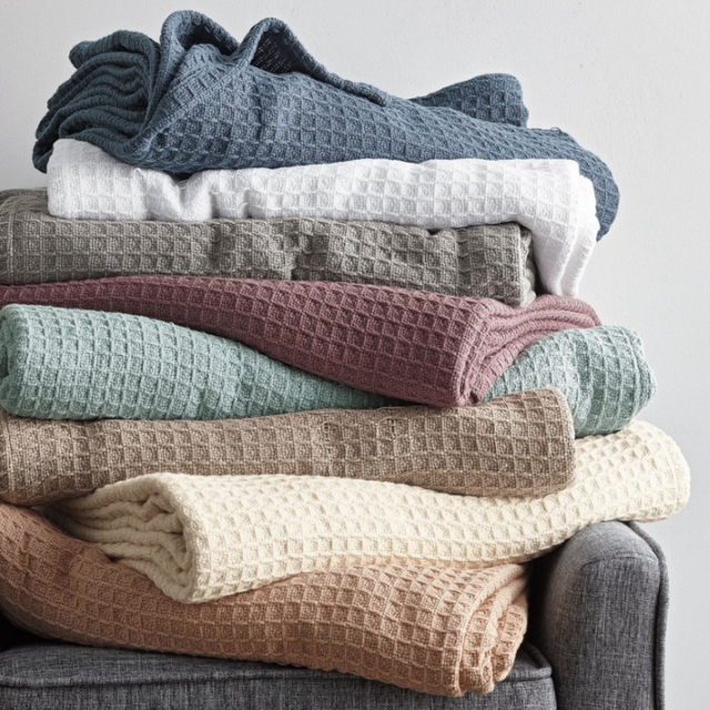 Organic Cotton Blanket & Throw - Queen, PALE BLUE