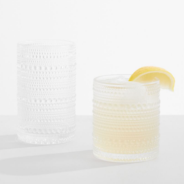 Jupiter Beaded Drinking Glasses (Set of 6 - 10oz, clear)