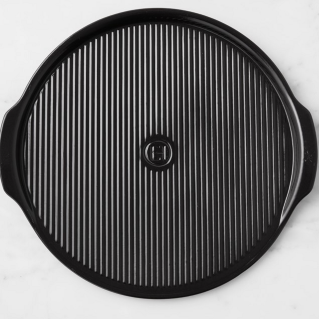 Emile Henry French Ceramic Ribbed Pizza Stone (Black)